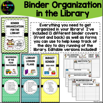 Preview of Binder Organization For The Library (colored chevron pattern)