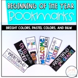 Beginning of the Year Bookmarks