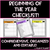 Beginning of the Year Checklist! **Editable!**