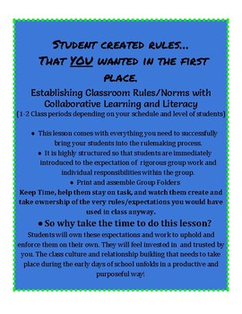 Preview of Back to School: Creating Class Rules Group Lesson Plan