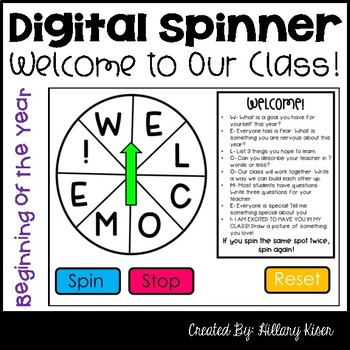 Preview of Beginning of the Year Digital Spinner