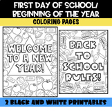BACK TO SCHOOL/ First Day of School Coloring Pages- No Pre