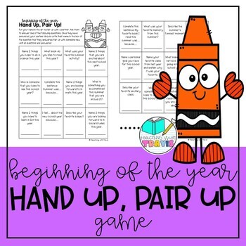 Beginning Of The Year Hand Up Pair Up Game By Teaching With Travis