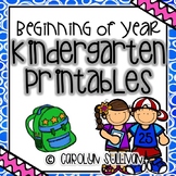 Beginning of Year Kindergarten Printables (FREEBIE in PREVIEW)