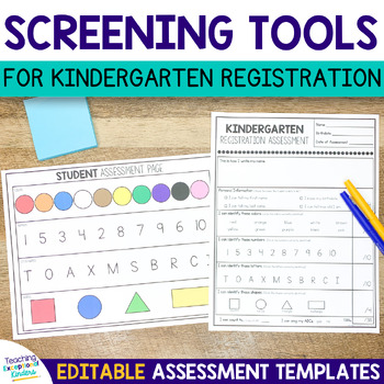 Preview of Beginning of the Year Kindergarten Screening Readiness Assessments Editable