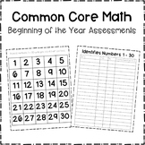 Beginning of the Year Math Assessments for Kindergarten