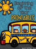 Beginning of the Year Printables for Kindergarten