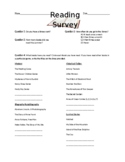 Beginning of the Year Reading Survey