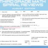 Beginning of the Year Spiral Review, Third Grade Math, New