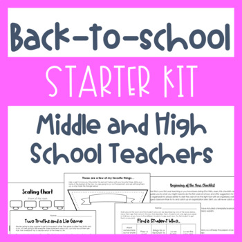 Preview of Back to School Starter Kit (Middle and High School) Activities, Sub Binder