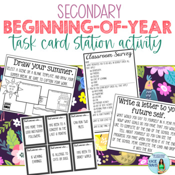 Preview of Back to School Station Task Card (Get-to-Know-You) Activity for Secondary