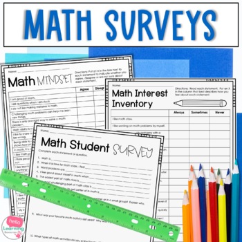 Preview of Beginning of the Year Student Math Surveys | Back to School Math Activities