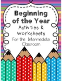 Beginning of the Year Worksheets & Activities {3rd-5th gra