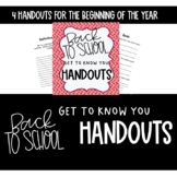 Back to School Handout- Get to Know You