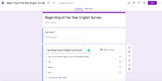 Beginning of the year English Survey (Google Form) 