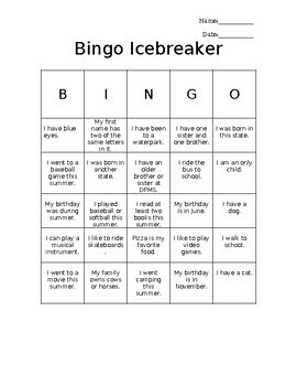 Bingo Icebreaker by Bailey Henry | TPT