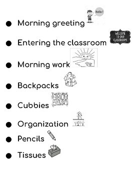 Preview of Beginning of year procedures and routines with visual aides (editable)
