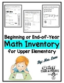 Beginning or End-Of-Year Math Inventory for Upper Elementary