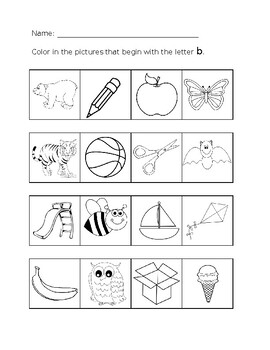 FREE* Letter B Beginning Sound Word List