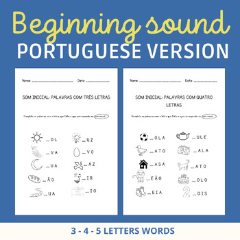 Preview of Beginning sounds 3-4-5 letters words | PORTUGUESE | Worksheets