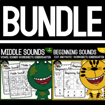 Preview of Beginning sounds and Vowel Sounds Worksheets BUNDLE