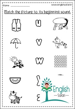 Beginning sounds worksheets- a-z match by EnglishSafari | TPT