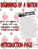 Beginnings of a Nation (Colonialism) Introduction Page Int
