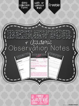 Preview of Behavior & Academic Observation Notes