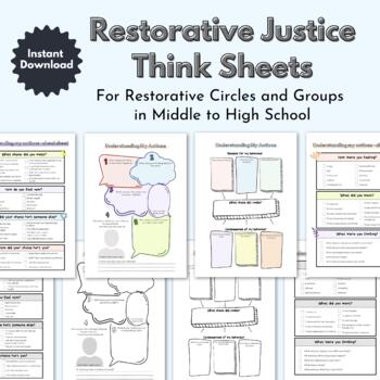 Preview of Behavior Analysis Think Sheets for Restorative Justice Circles. SEL