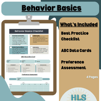 Preview of Behavior Basics (Classroom Management, ABC Data, Preference Assessment)