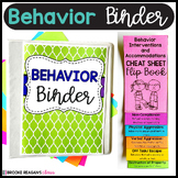 Behavior Management Binder: ABC Data, Behavior Data and Behavior Interventions