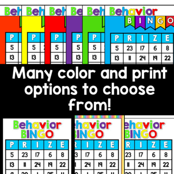 classroom behavior bingo