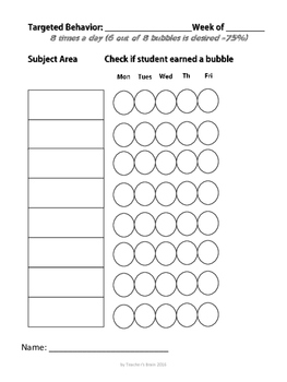 Preview of Behavior Chart Bubble Sheets
