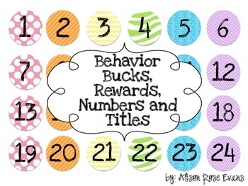 Preview of Behavior Bucks, Rewards, Numbers and Titles