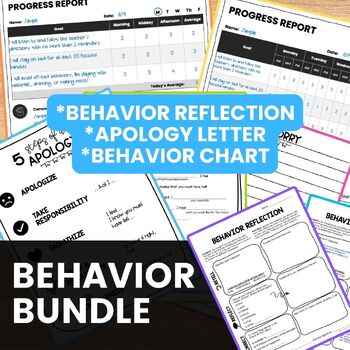 Preview of Behavior Bundle — Behavior Reflection, Apology Letter, and Behavior Chart
