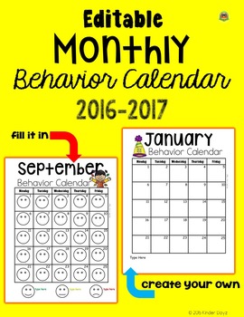 Preview of Behavior Calendar
