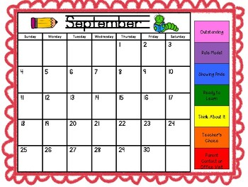 Behavior Calendar 2020-2021 by Simply First | Teachers Pay Teachers