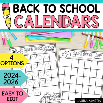 Editable Calendar 2020 - 2021 | Monthly Behavior | Back to School