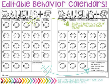 Behavior Calendars | Editable by A is for Apples | TpT