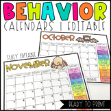Behavior Calendars Editable | 2022-2023 School Year | Daily Tracking