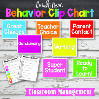 Behavior Chart Bright Neon Classroom Decor by Fiddleheads | TPT