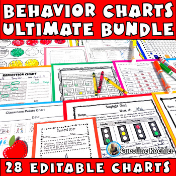 Preview of Daily Behavior Chart Set 28 Editable Weekly Intervention Individual Student RTI