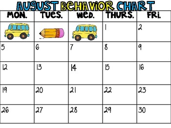 School Bus Behavior Chart