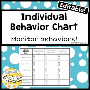 Individual Behavior Chart Editable by Primary Giggles | TpT