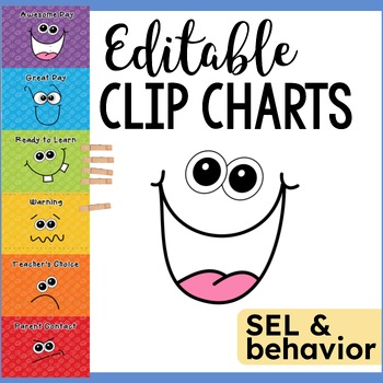 Preview of Behavior Chart | Editable Clip Chart | Classroom Management for Emergent Readers