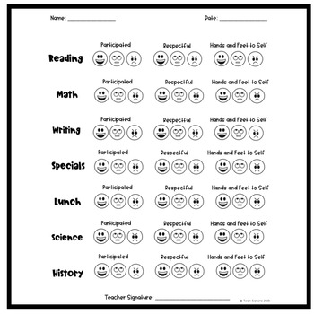 Behavior Chart Free Printable by Team Santero | TPT