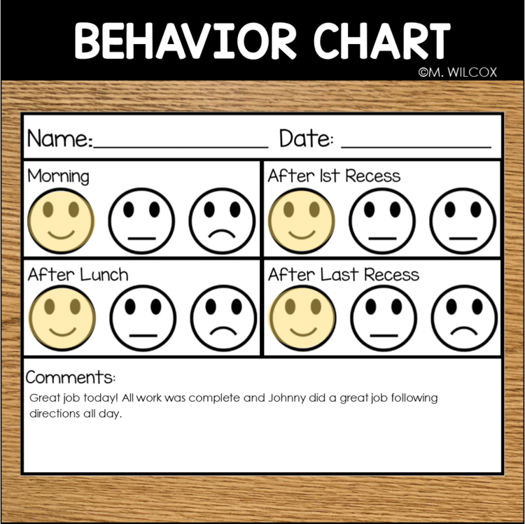 EDITABLE Behavior Chart Happy Okay Sad Face Positive Reinforcement by