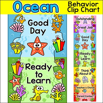 Preview of Ocean Theme Behavior Chart - Under the Sea Classroom Decor