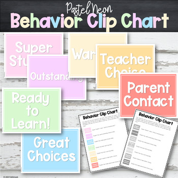 Behavior Chart Pastel Neon Classroom Decor by Fiddleheads | TpT