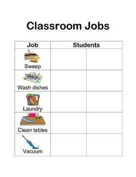 Preview of Classroom Jobs Class jobs chart Life skills classroom work chores